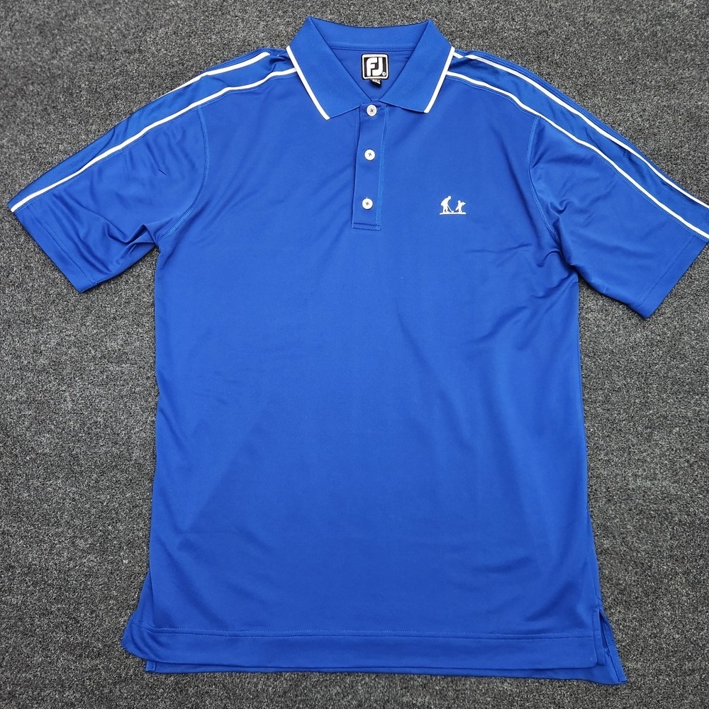 FootJoy‎ Mens L Blue Polo Sport-Luxe Golfcore Contrast Stripe Performance Shirt